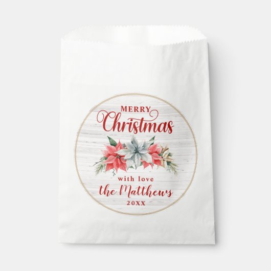 ファームハウスポインセチア素朴メリークリスマスウッド フェイバーバッグ (正面)