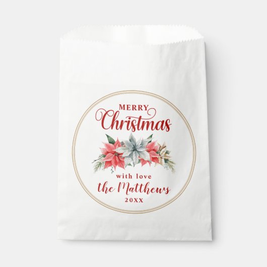 ファームハウスポインセチア素朴メリークリスマス フェイバーバッグ (正面)