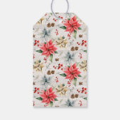 ファームハウスポインセチア素朴モノグラムのクリスマス ギフトタグ (裏面)