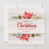 ファームハウスポインセチア金ゴールドフレームスクエアクリスマス シーズンカード (正面)