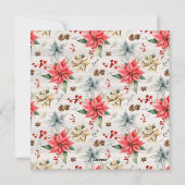 ファームハウスポインセチア金ゴールドフレームスクエアクリスマス シーズンカード (裏面)