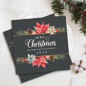 ファームハウスポインセチア金ゴールドフレームスクエアクリスマス シーズンカード