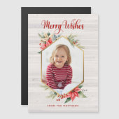 ファームハウスポインセチアChristmas Photo Magnetic Card (正面/裏面)