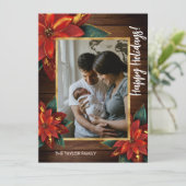 ファームハウスポインセチアMerry Christmas家族写真 シーズンカード (スタンド正面)