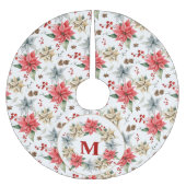 ファームハウスポインセチラスティックウィンターブロージホワイト ブラッシュドポリエステルツリースカート (正面)