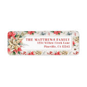 ファームハウスポインセテ素朴ィアウッド差出人住所 ラベル (正面)