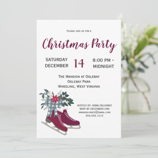 ファームハウスモダンアイススケートクリスマスパーティー 招待状 (スタンド正面)