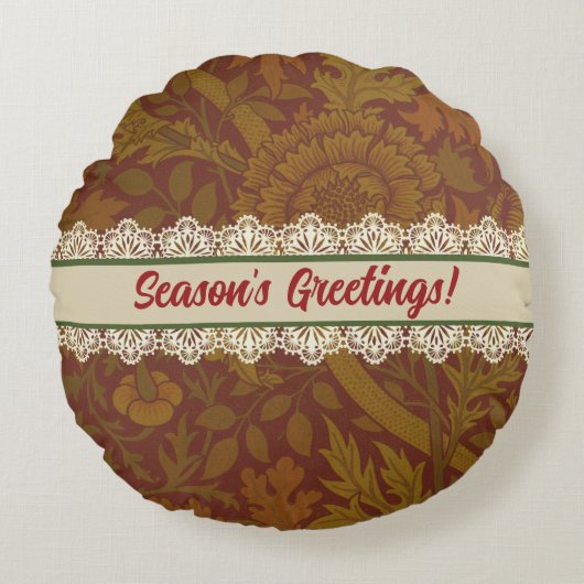 ファームハウスモダンカントリーウィリアムモリスホリデー ラウンドクッション (正面)