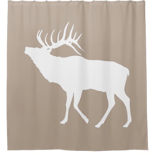 ファームハウスモダンキャビンエルクシャワーカーテン シャワーカーテン (正面)