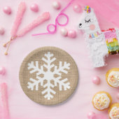 ファームハウスモダンクリスマススノーフレークバ素朴ラップ ペーパープレート (パーティー)