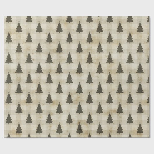 ファームハウスモダンクリスマスツリープレイド ラッピングペーパー (フラット)