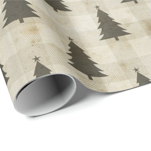 ファームハウスモダンクリスマスツリープレイド ラッピングペーパー (ロールコーナー)