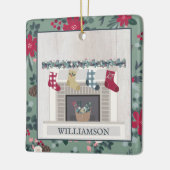 ファームハウスモダンクリスマスホームウッドフローラ セラミックオーナメント (左)