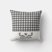 ファームハウスモダンスタイル白黒モノグラムの クッション (正面)