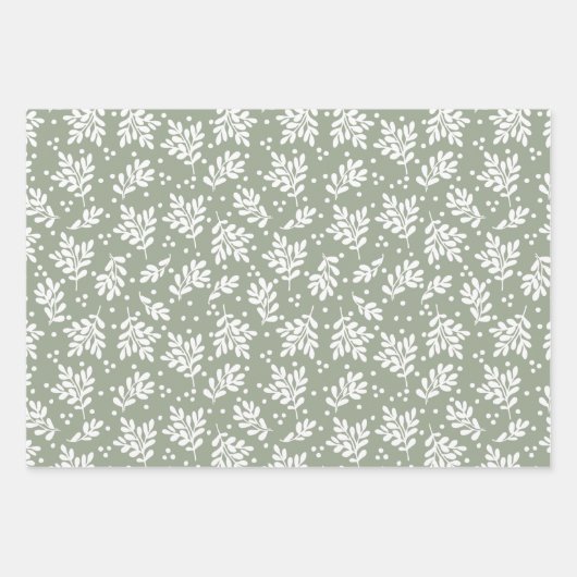 ファームハウスモダンセージグリーンホリデーギフト ラッピングペーパーシート (正面2)