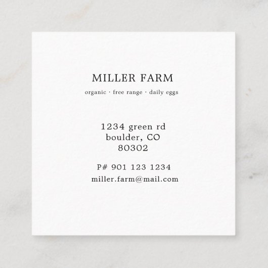 ファームハウスモダンチキンファームの名刺 スクエア名刺 (裏面)