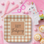 ファームハウスモダンハッピー感謝祭オレンジプレイド ペーパープレート (パーティー)