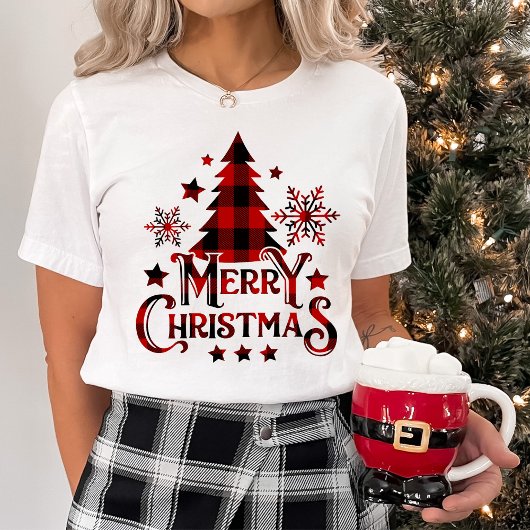 ファームハウスモダンバッファロープレイドメリークリスマス Tシャツ