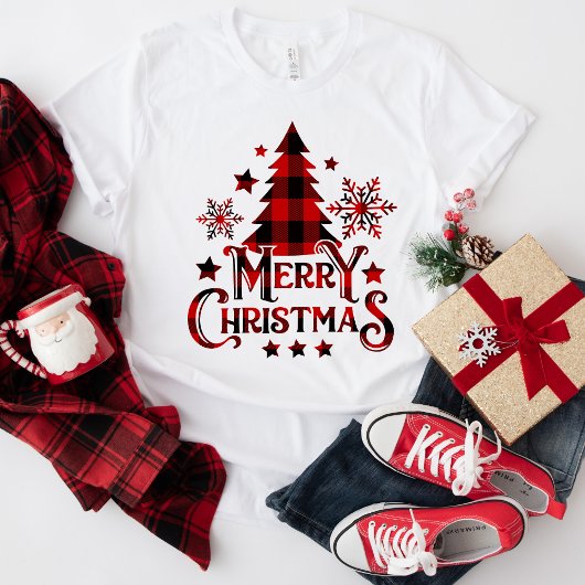 ファームハウスモダンバッファロープレイドメリークリスマス Tシャツ