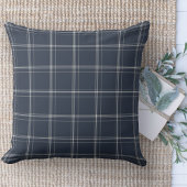 ファームハウスモダンブルーアンドホワイトプレイドソファ クッション