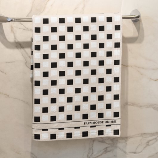 ファームハウスモダンベージュブラックバスタオルセット バスタオルセット