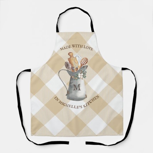 ファームハウスモノグラムネームベーキング エプロン (正面)