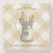 ファームハウスモノグラム名 ストーンコースター (正面)