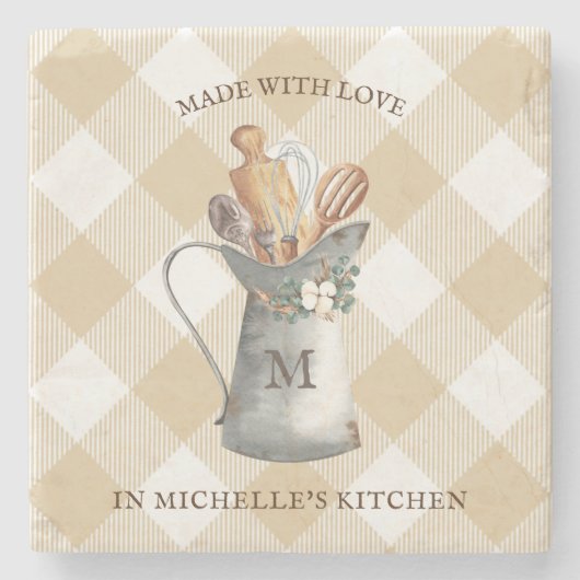 ファームハウスモノグラム名 ストーンコースター (正面)