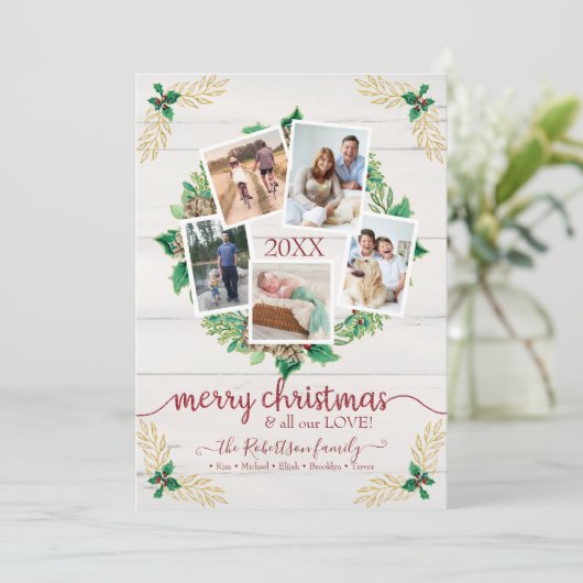 ファームハウスリースクリスマススクリプトw家族の写真 シーズンカード (スタンド正面)