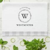 ファームハウスリースグレーチェックファパーソナライズされたミリ キッチンタオル (折り畳み)