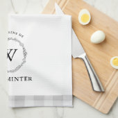 ファームハウスリースグレーチェックファパーソナライズされたミリ キッチンタオル (四つ折り)