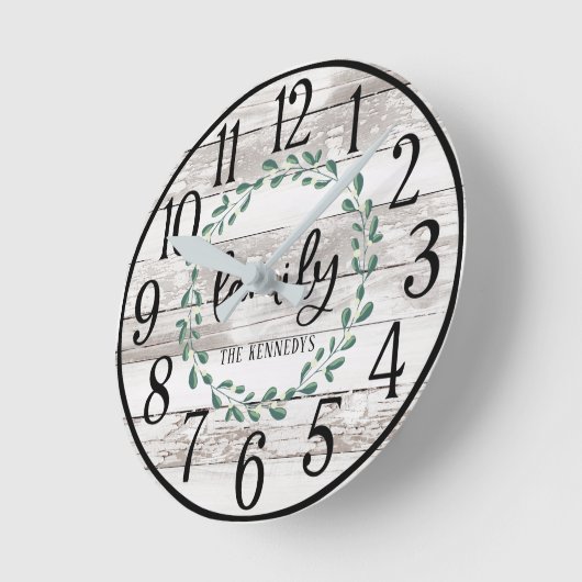 ファームハウスリースファミリーネームカスタム時計 ラウンド壁時計 (傾斜)