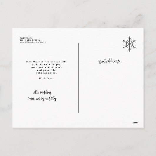 ファームハウスリースフォトコラージクリスマス シーズンポストカード (裏面)