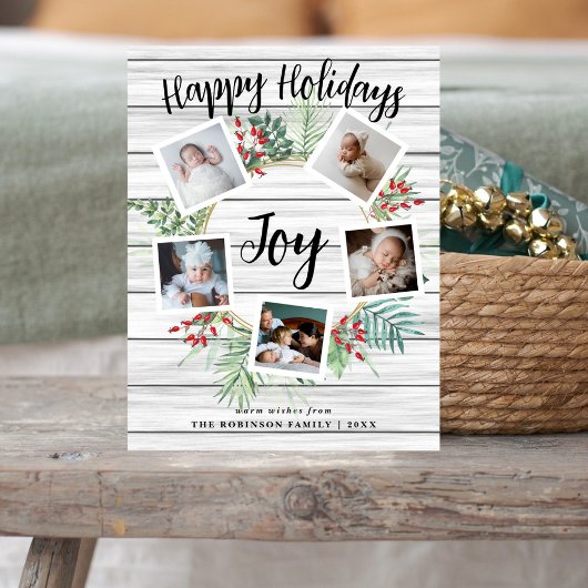 ファームハウスリースフォトコラージクリスマス シーズンポストカード