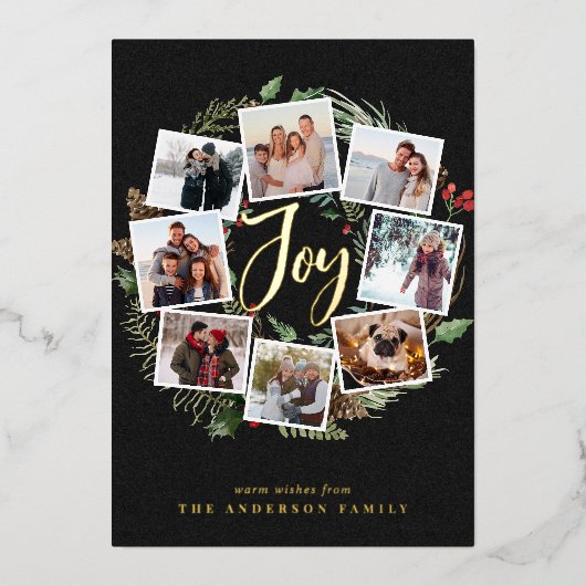 ファームハウスリース |写真のコラージュ 箔シーズンカード (正面)