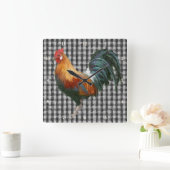 ファームハウスルスターブラックアンドホワイトカ素朴ントリー スクエア壁時計 (ホーム)