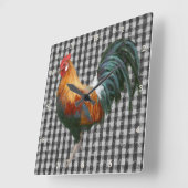 ファームハウスルスターブラックアンドホワイトカ素朴ントリー スクエア壁時計 (傾斜)