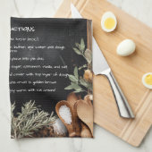 ファームハウスレシピ縁どシャルボード キッチンタオル (四つ折り)