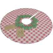 ファームハウスレッドチェックリースクリスマスツリースカート ブラッシュドポリエステルツリースカート (アングル)