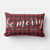 ファームハウスレッドバッファローチェックメリービーファミリー名 ランバークッション (正面)