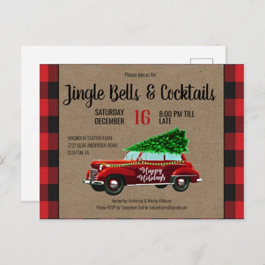 ファームハウスレッドバッファロープレイドクリスマスパーティー 案内ポストカード (正面/裏面)