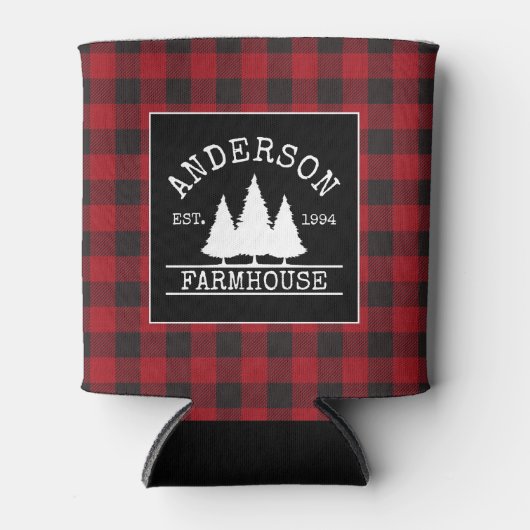 ファームハウスレッドバッファロープレイドファミリー名 缶クーラー (正面)