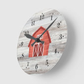 ファームハウスレッドバフェイクーンドウォールクロック ラウンド壁時計 (傾斜)