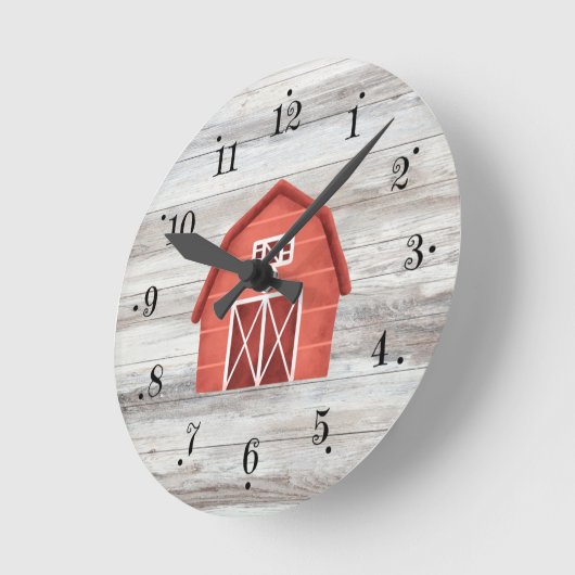 ファームハウスレッドバフェイクーンドウォールクロック ラウンド壁時計 (傾斜)
