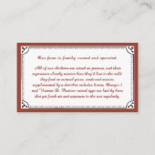 ファームハウスレッドヴィンテージヘンエッグビジネスカード 名刺 (裏面)