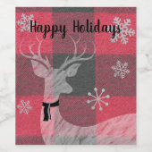 ファームハウスレッド&グレーバッファロープレイドディアスノーフレーク ワインラベル (シングルラベル)