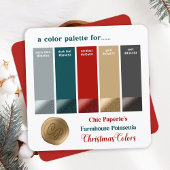 ファームハウスレッド&金ゴールドクリスマスカラーパレットカード 招待状