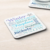 ファームハウスワードオブウィンタータイポグラフィかわいい コースター (左側)