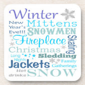 ファームハウスワードオブウィンタータイポグラフィかわいい コースター (正面)