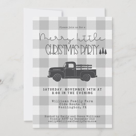 ファームハウスヴィンテージトラッククリスマスパーティー 招待状 (正面)
